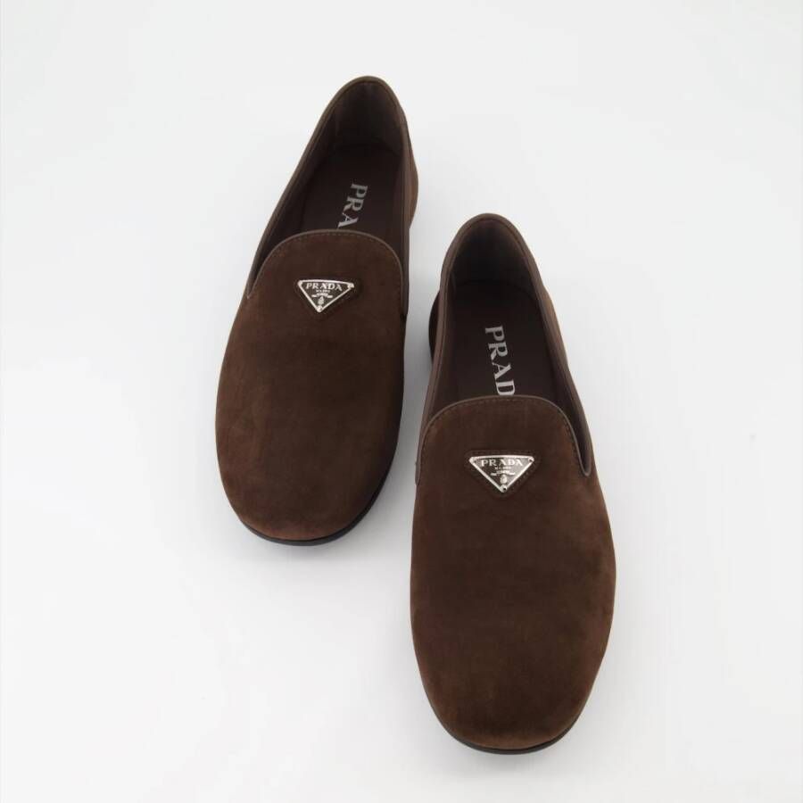 Prada Suede Instappers Brown Heren