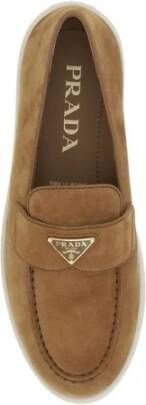 Prada Suède Loafers Kameel Amandel Teen Brown Dames