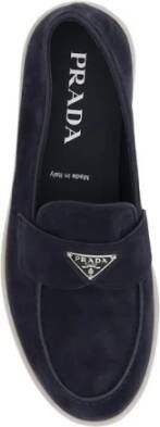 Prada Suède Monogram Loafer Stijl Blue Heren