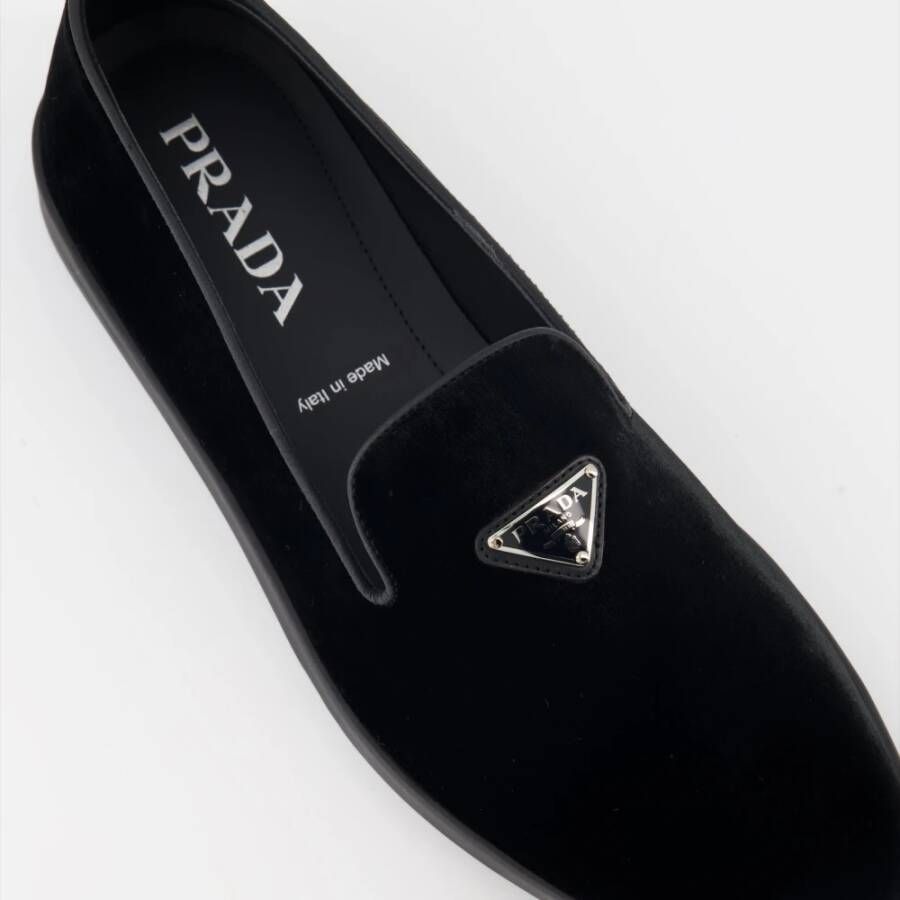 Prada Suede Slip-On Loafers Black Heren