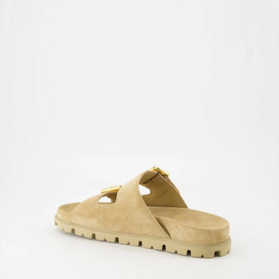 Prada Velours Slippers Beige Dames