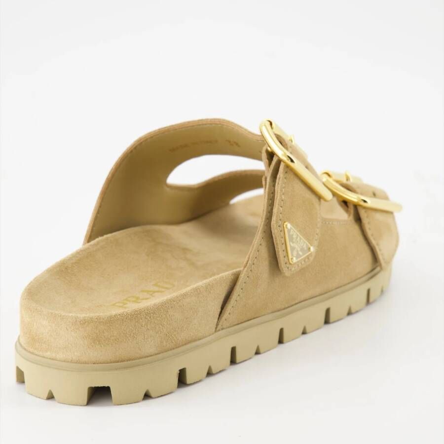 Prada Velours Slippers Beige Dames