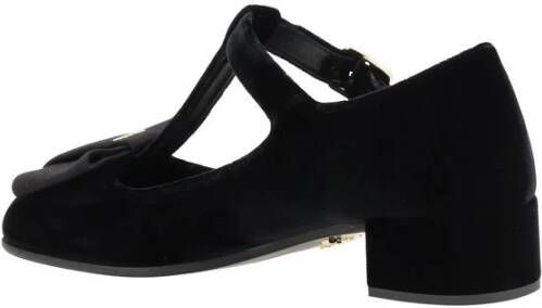 Prada Velvet Ballerina met Blokhak Black Dames