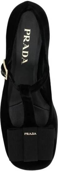 Prada Velvet Ballerina met Blokhak Black Dames