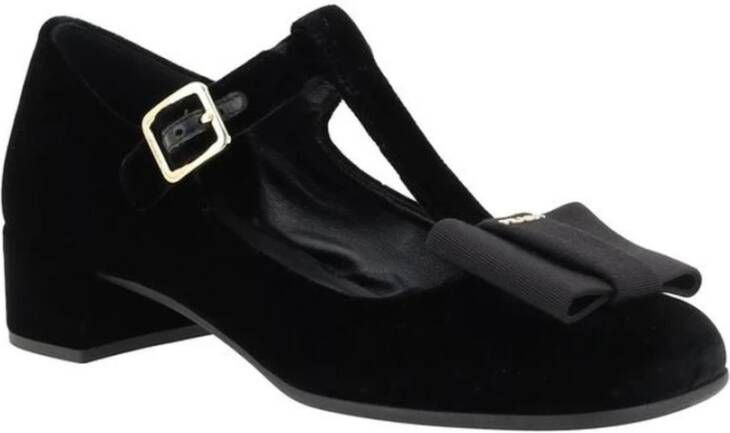 Prada Velvet Ballerina's met Blokhak Black Dames