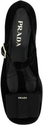 Prada Velvet Ballerina's met Blokhak Black Dames