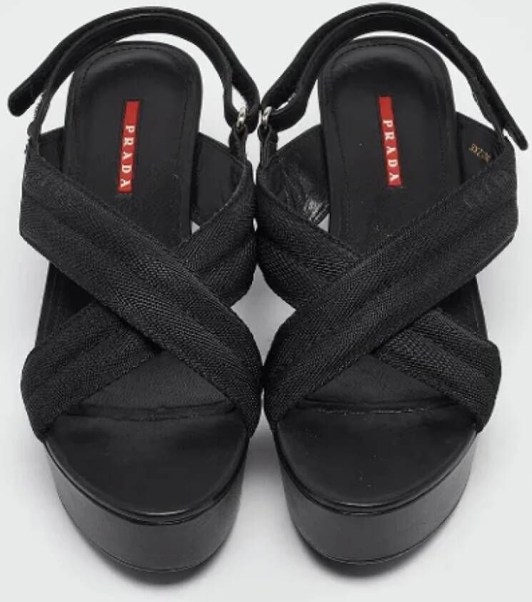 Prada Vintage Pre-owned Canvas sandals Black Dames