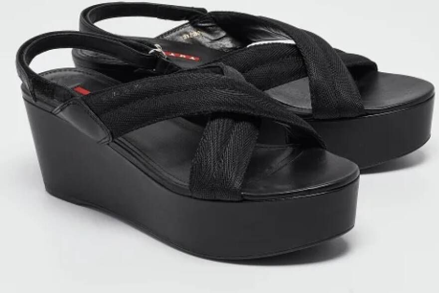 Prada Vintage Pre-owned Canvas sandals Black Dames