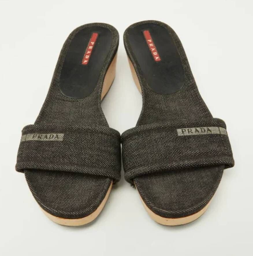 Prada Vintage Pre-owned Denim sandals Black Dames