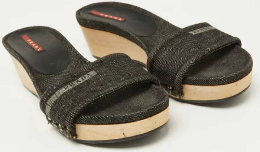 Prada Vintage Pre-owned Denim sandals Black Dames