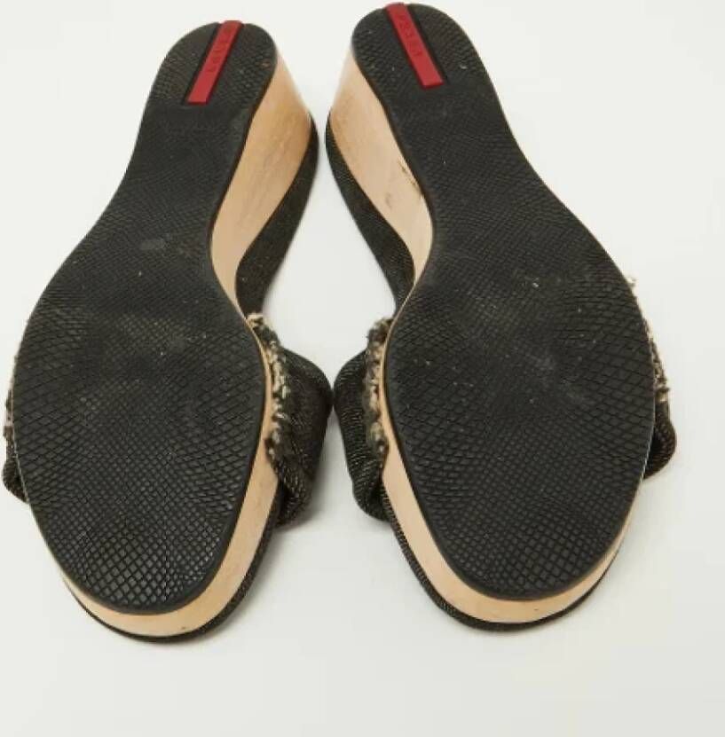 Prada Vintage Pre-owned Denim sandals Black Dames