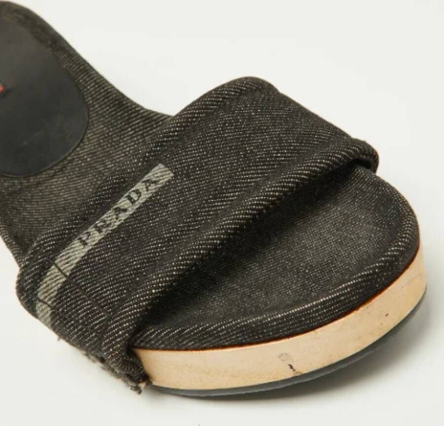 Prada Vintage Pre-owned Denim sandals Black Dames