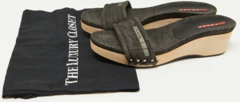 Prada Vintage Pre-owned Denim sandals Black Dames