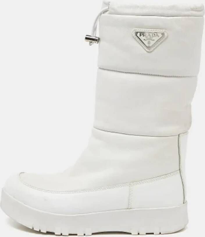 Prada Vintage Pre-owned Leather boots White Dames