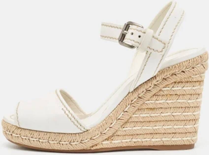 Prada Vintage Pre-owned Leather espadrilles White Dames