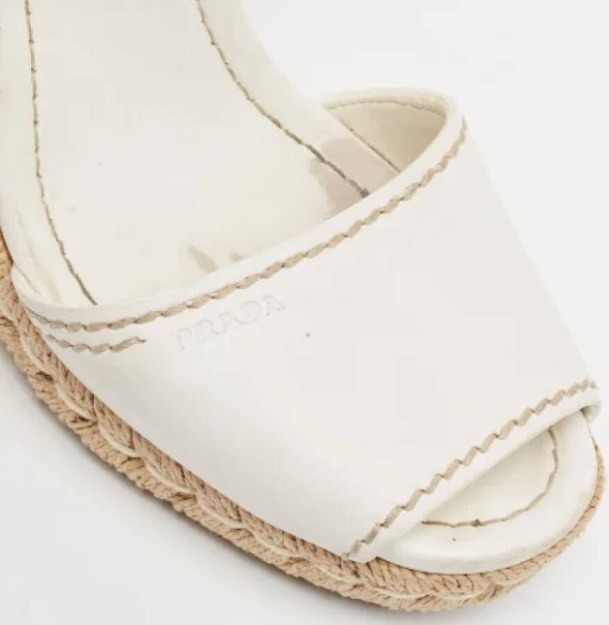 Prada Vintage Pre-owned Leather espadrilles White Dames