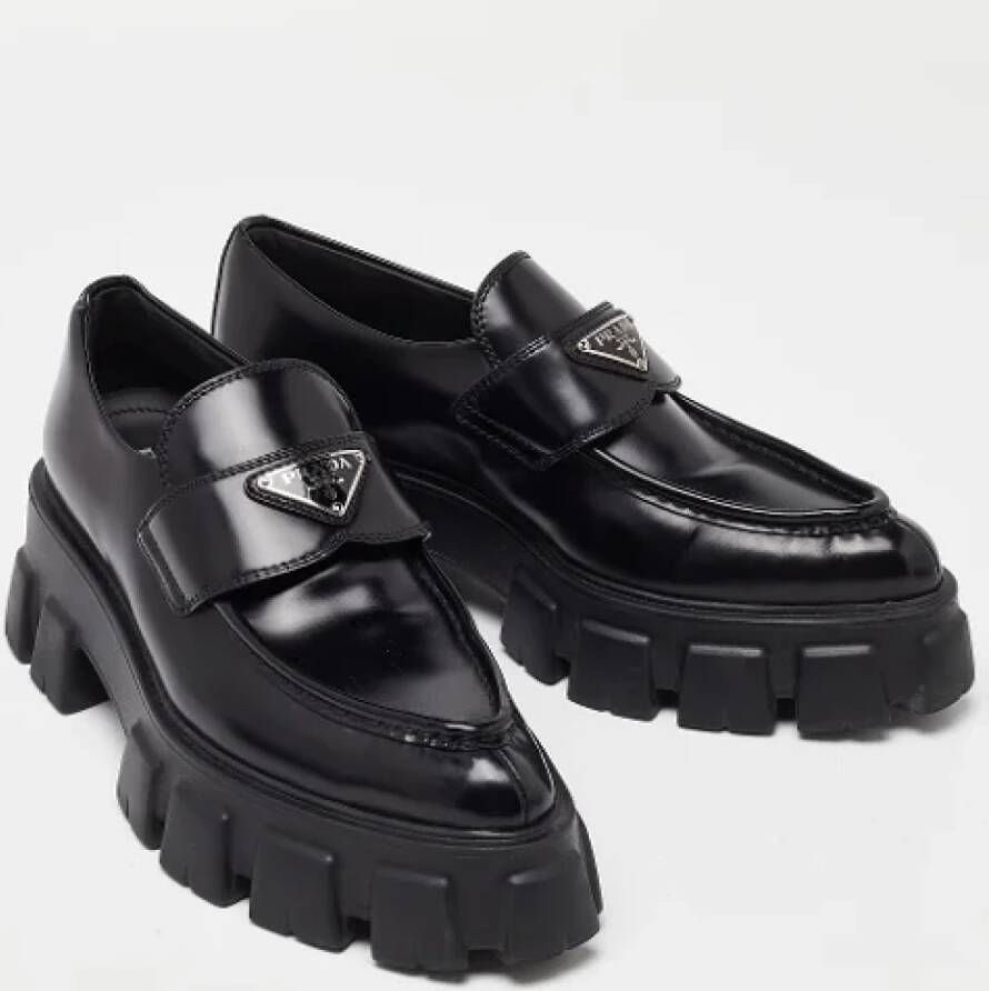 Prada Vintage Pre-owned Leather flats Black Dames