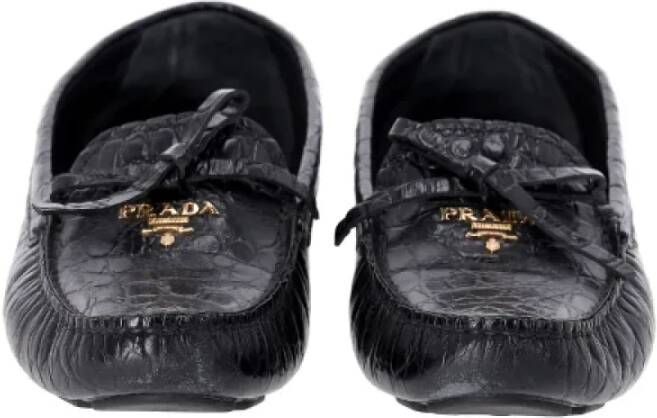 Prada Vintage Pre-owned Leather flats Black Dames