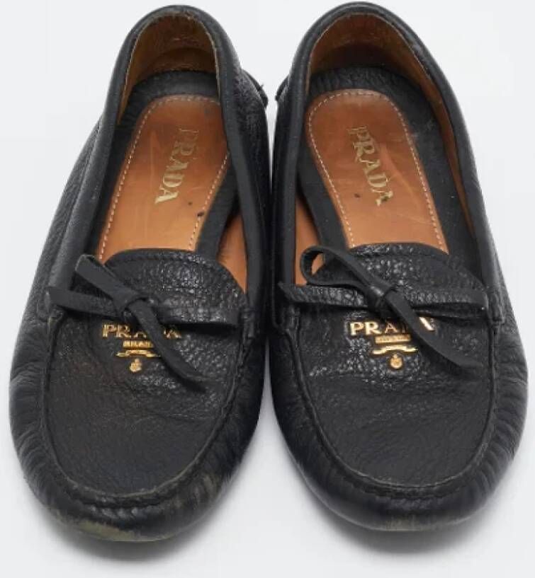 Prada Vintage Pre-owned Leather flats Black Dames