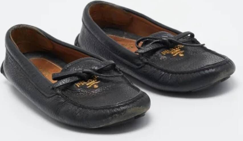 Prada Vintage Pre-owned Leather flats Black Dames