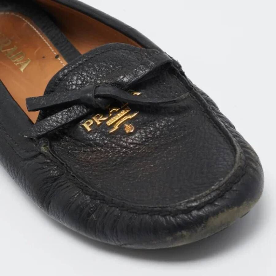 Prada Vintage Pre-owned Leather flats Black Dames