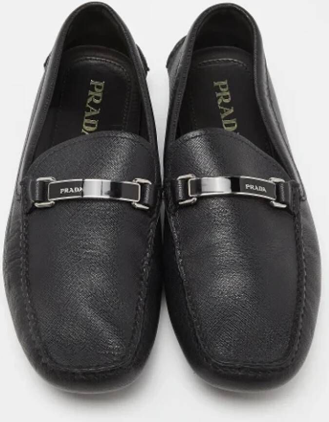 Prada Vintage Pre-owned Leather flats Black Heren