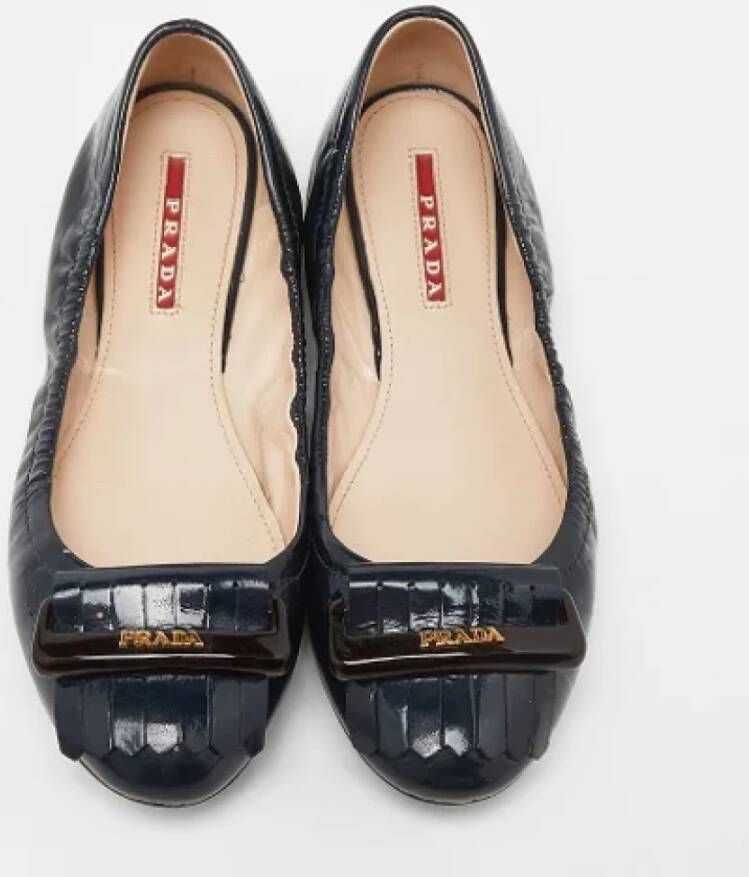 Prada Vintage Pre-owned Leather flats Blue Dames