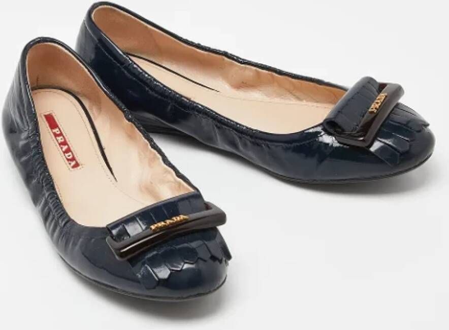 Prada Vintage Pre-owned Leather flats Blue Dames