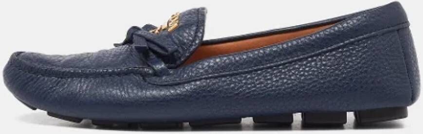 Prada Vintage Pre-owned Leather flats Blue Dames