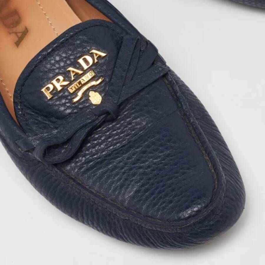 Prada Vintage Pre-owned Leather flats Blue Dames