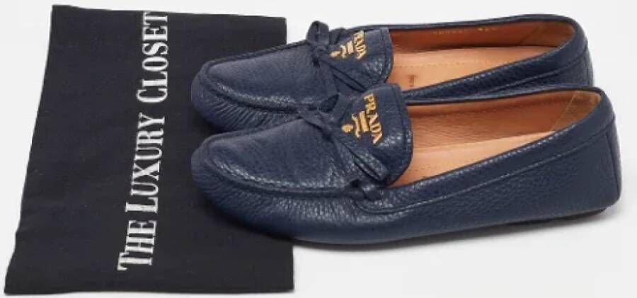 Prada Vintage Pre-owned Leather flats Blue Dames