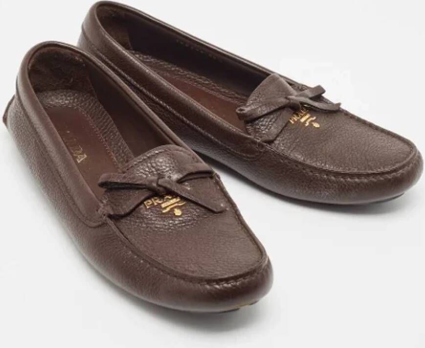 Prada Vintage Pre-owned Leather flats Brown Dames