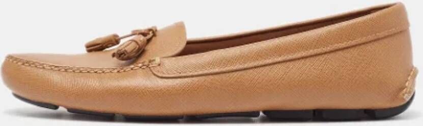 Prada Vintage Pre-owned Leather flats Brown Dames