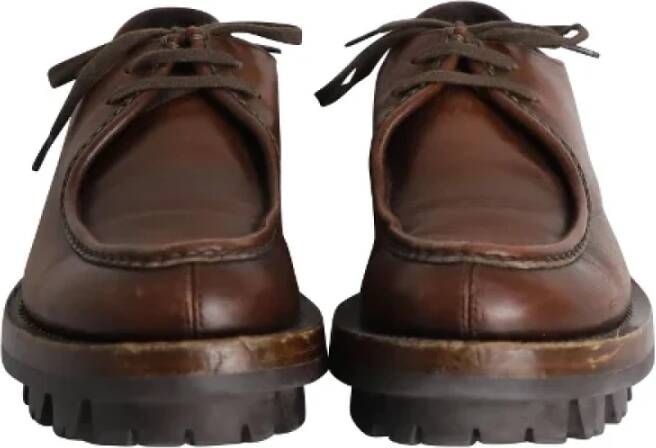 Prada Vintage Pre-owned Leather flats Brown Heren