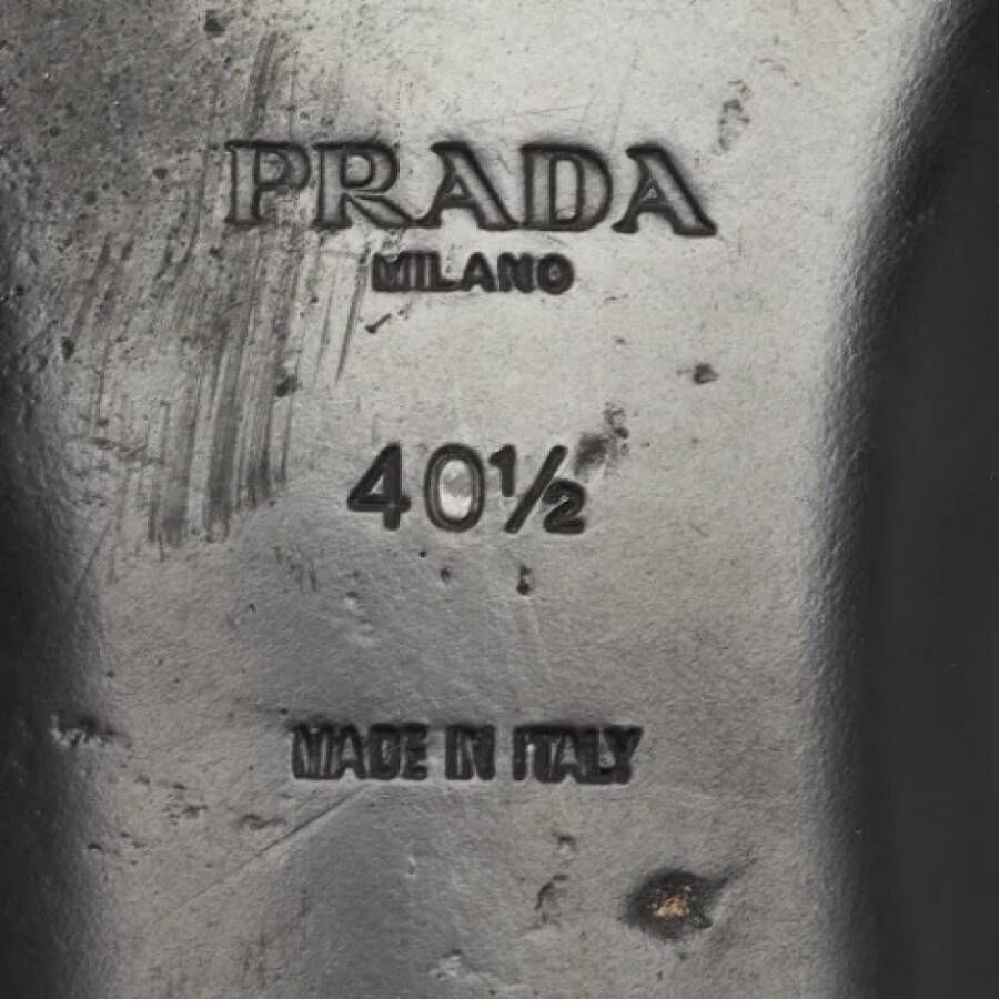 Prada Vintage Pre-owned Leather flats Gray Dames