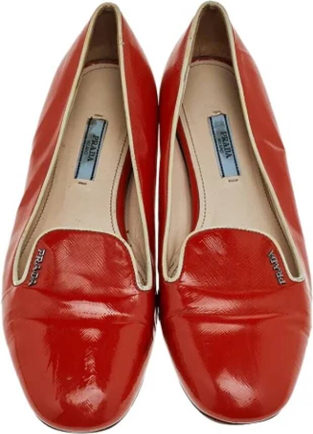 Prada Vintage Pre-owned Leather flats Orange Dames