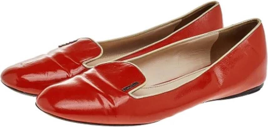 Prada Vintage Pre-owned Leather flats Orange Dames