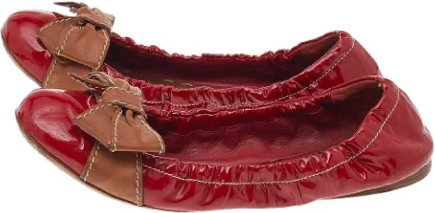 Prada Vintage Pre-owned Leather flats Red Dames