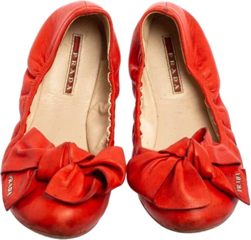 Prada Vintage Pre-owned Leather flats Red Dames