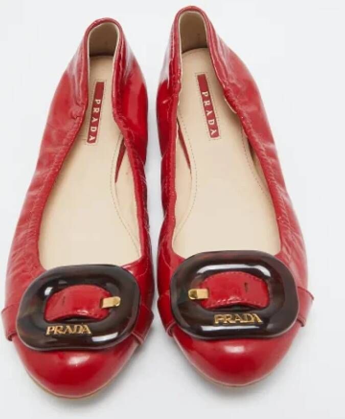 Prada Vintage Pre-owned Leather flats Red Dames