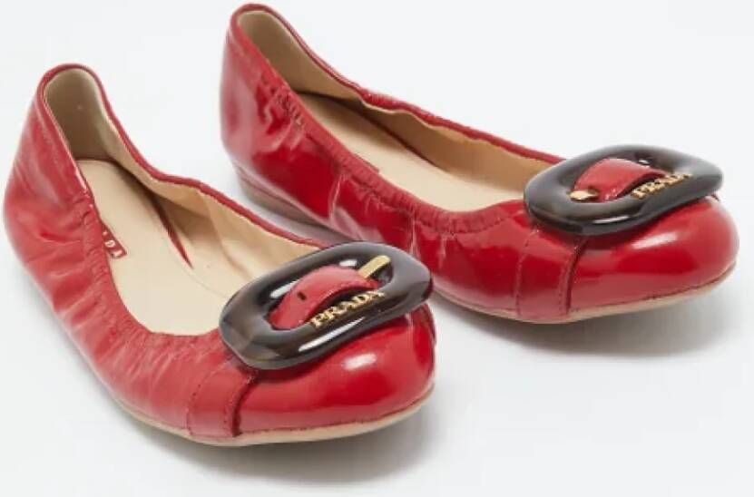 Prada Vintage Pre-owned Leather flats Red Dames