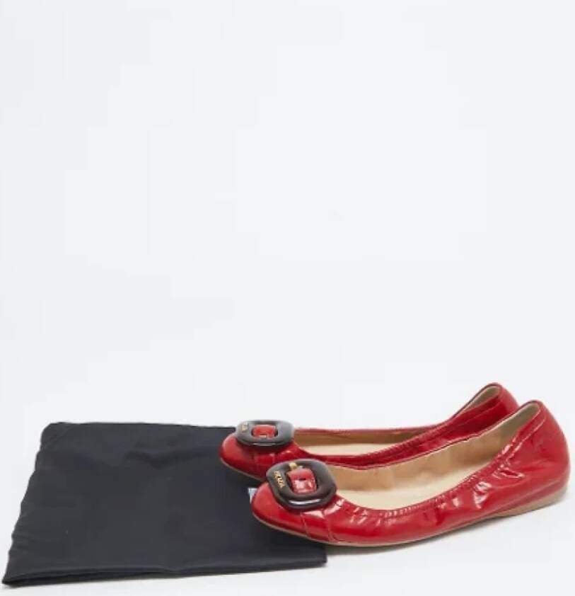 Prada Vintage Pre-owned Leather flats Red Dames