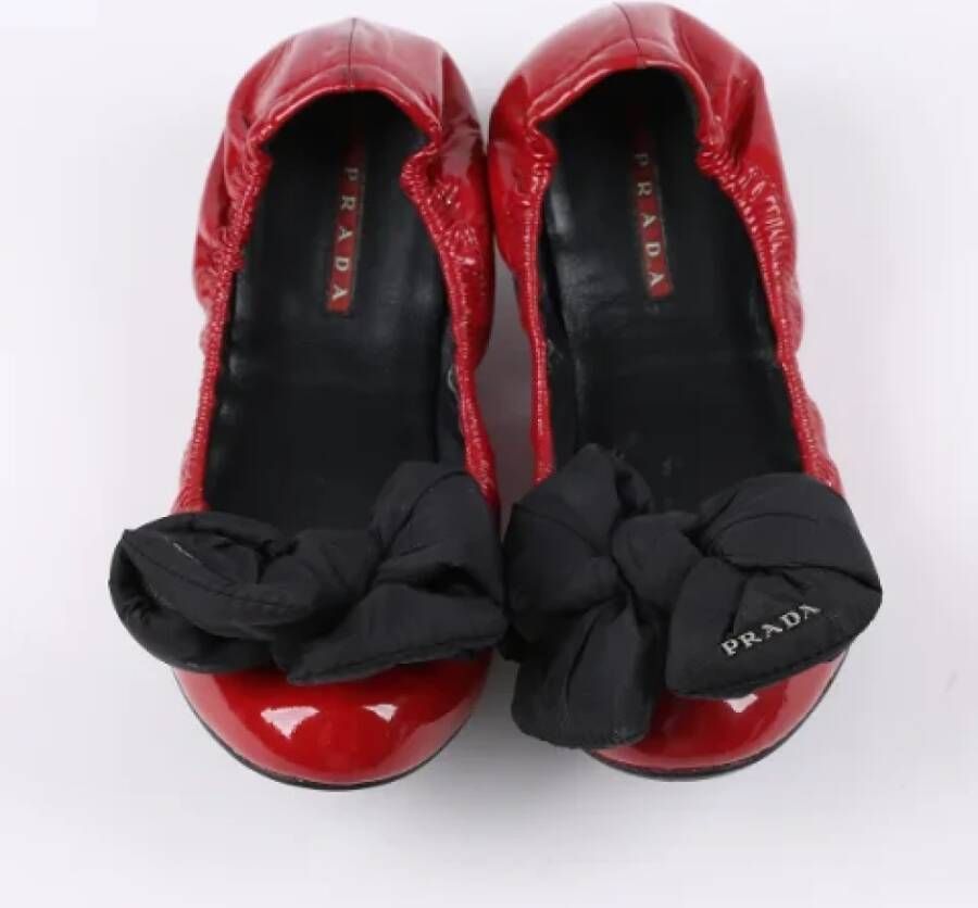 Prada Vintage Pre-owned Leather flats Red Dames