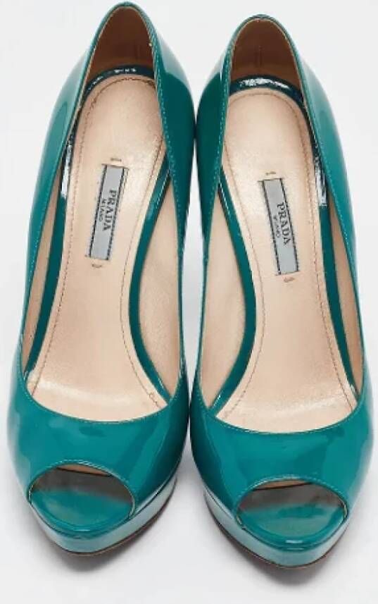 Prada Vintage Pre-owned Leather heels Green Dames