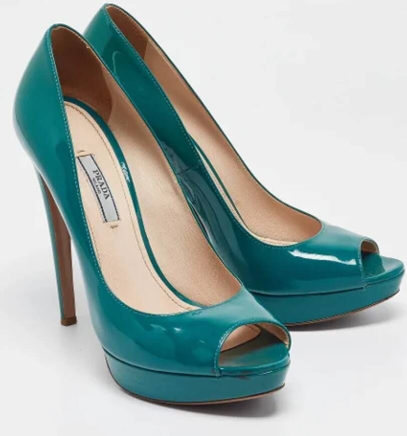 Prada Vintage Pre-owned Leather heels Green Dames