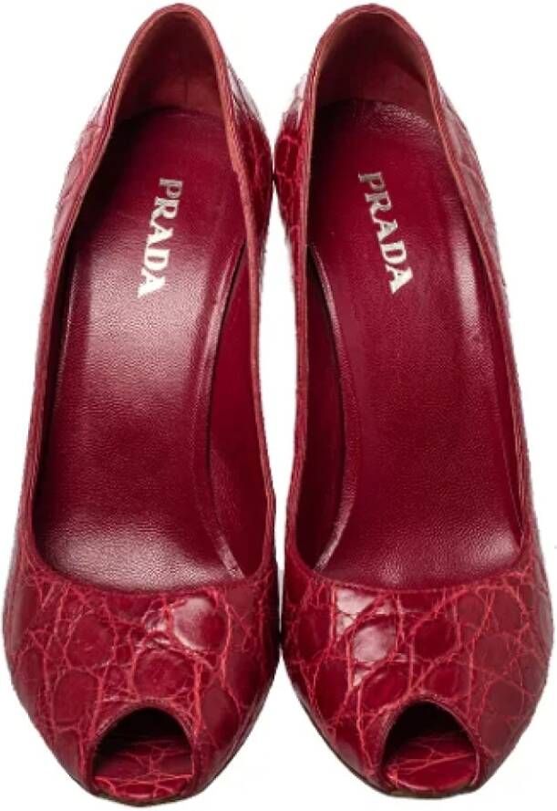 Prada Vintage Pre-owned Leather heels Red Dames