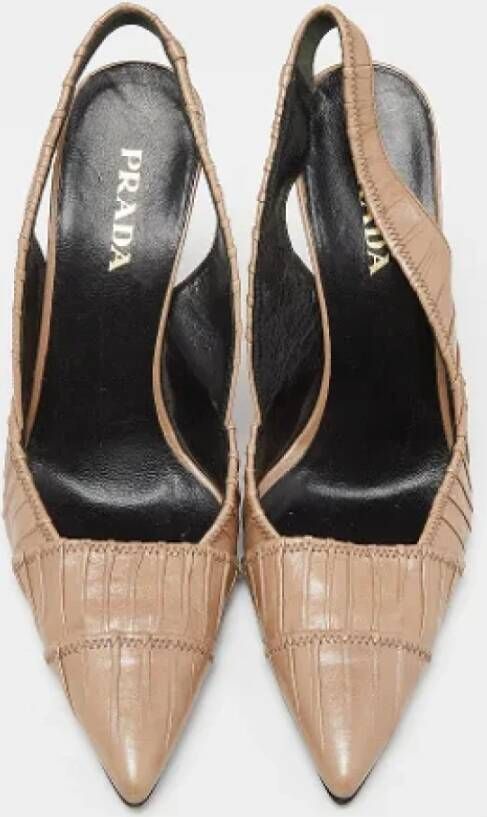 Prada Vintage Pre-owned Leather sandals Beige Dames