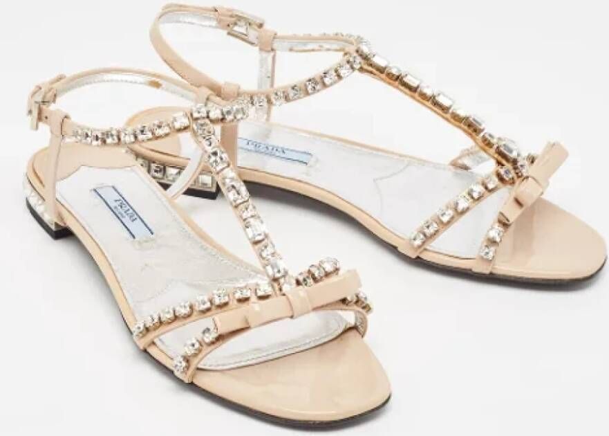 Prada Vintage Pre-owned Leather sandals Beige Dames