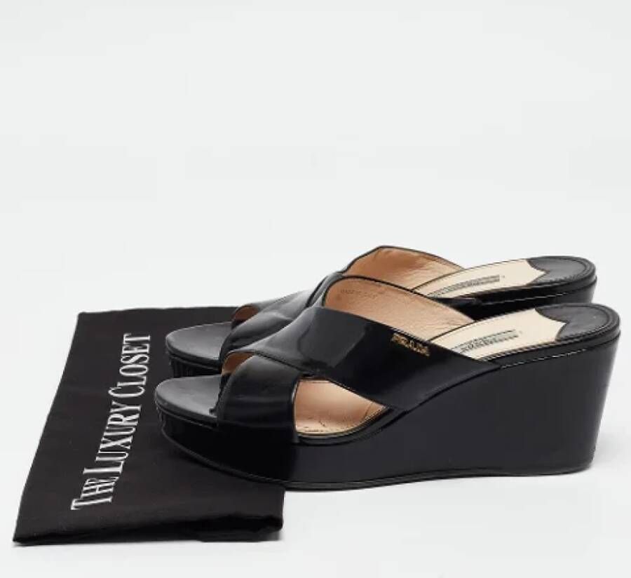 Prada Vintage Pre-owned Leather sandals Black Dames