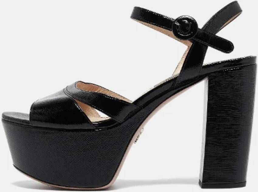 Prada Vintage Pre-owned Leather sandals Black Dames